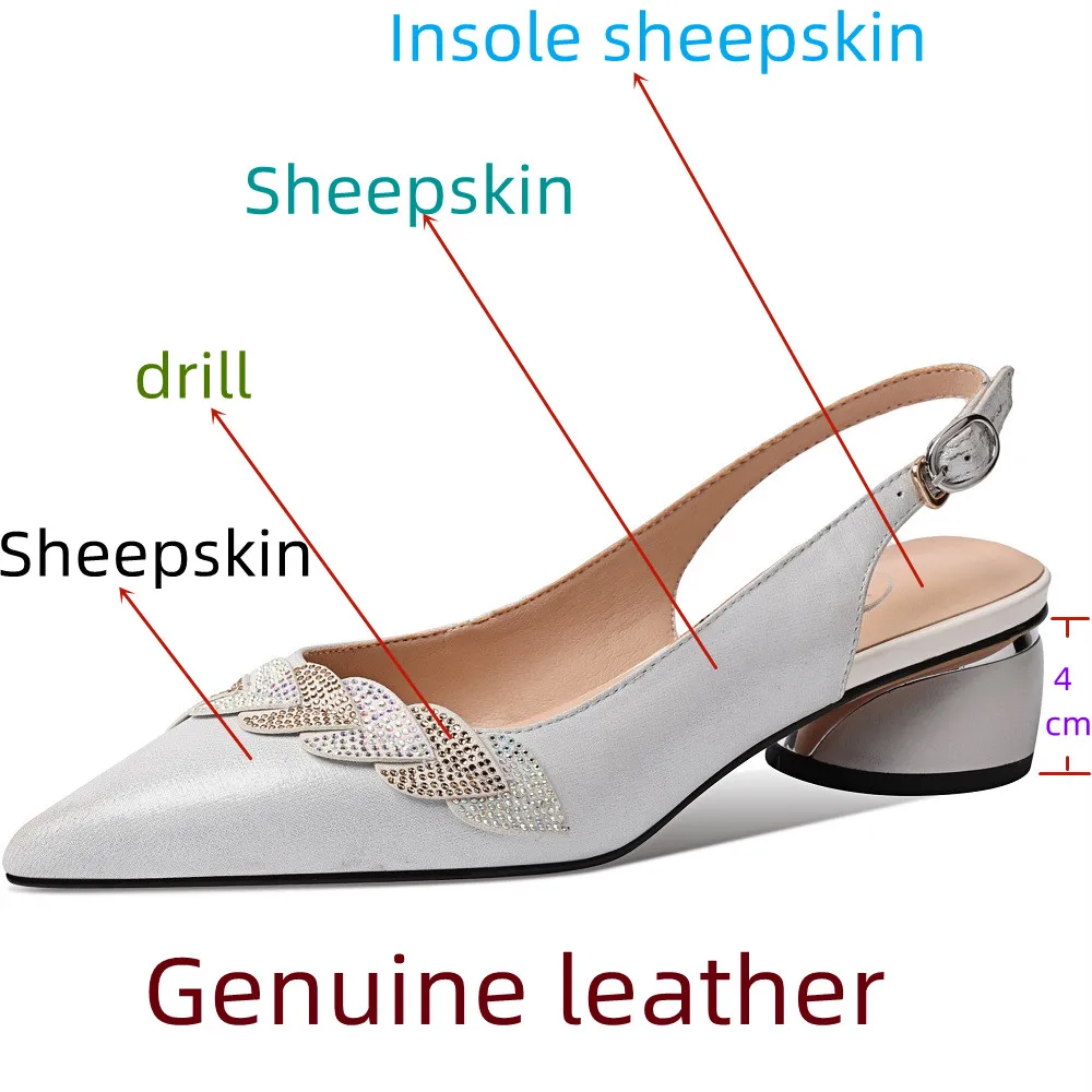 JOCHEBEDHU Genuine Leather Hollow Sandal with Back Strap, Pointed Toe & Square Medium Heel (Size 33‑43) - Image 2