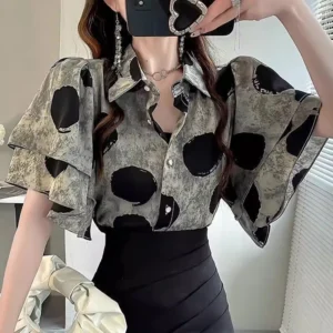 Women's Printed Butterfly Sleeve Blouse