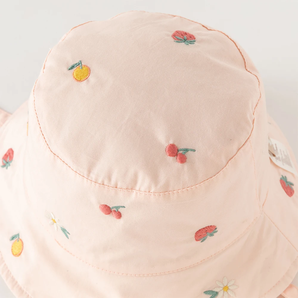 DAVE&BELLA Girls' 100% Cotton Floral Fisherman Sun Hat with Nylon Strap - Image 6