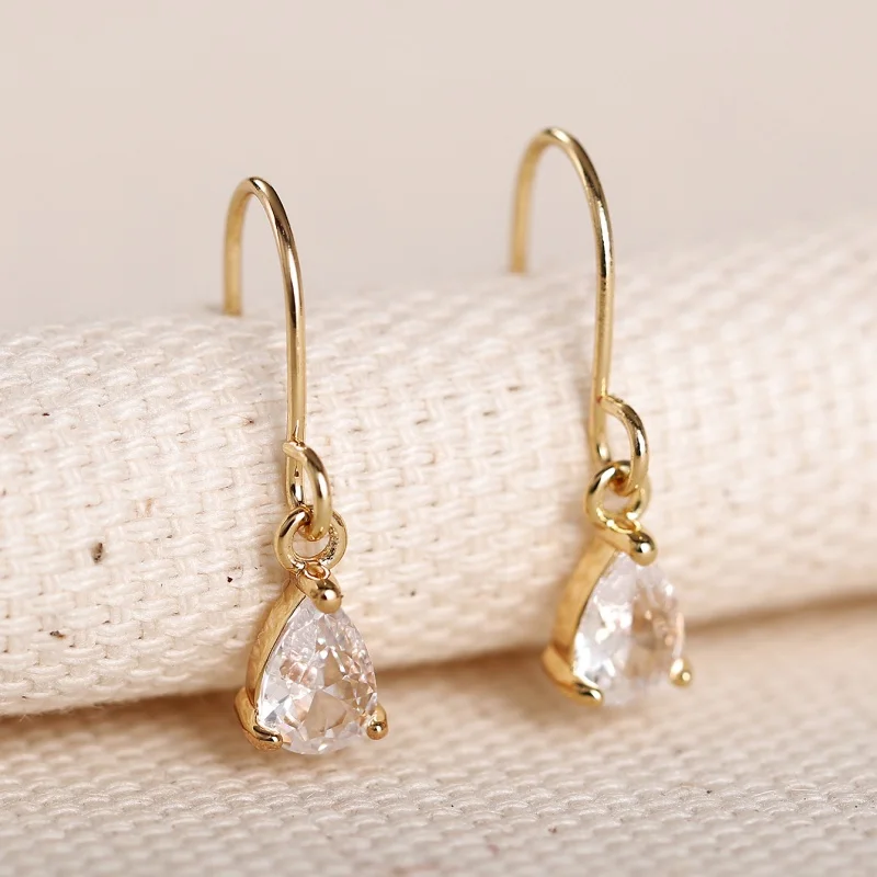 Huitan Water Drop CZ Earrings – Brass Alloy, 1.2g - Image 8