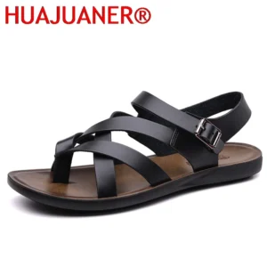 Men's Patent Leather Gladiator Sandals with Black Buckle Strap