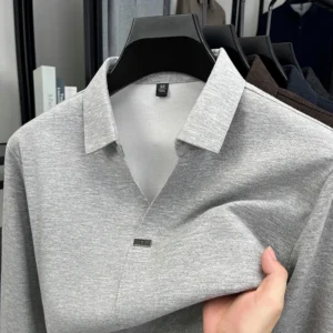 High quality brand men's long sleeve V-neck polo shirt autumn fashion new badge design boutique golf top casual business T-shirt