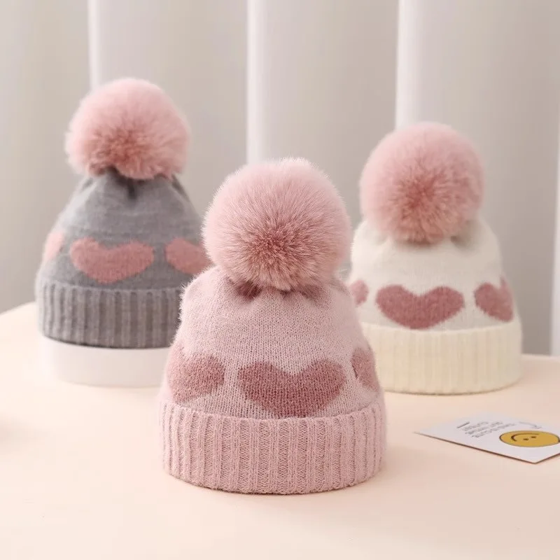 Polyester Pom-Pom Knit Baby Beanie – Unisex 1-3 Years, Cozy Winter Hat - Image 4