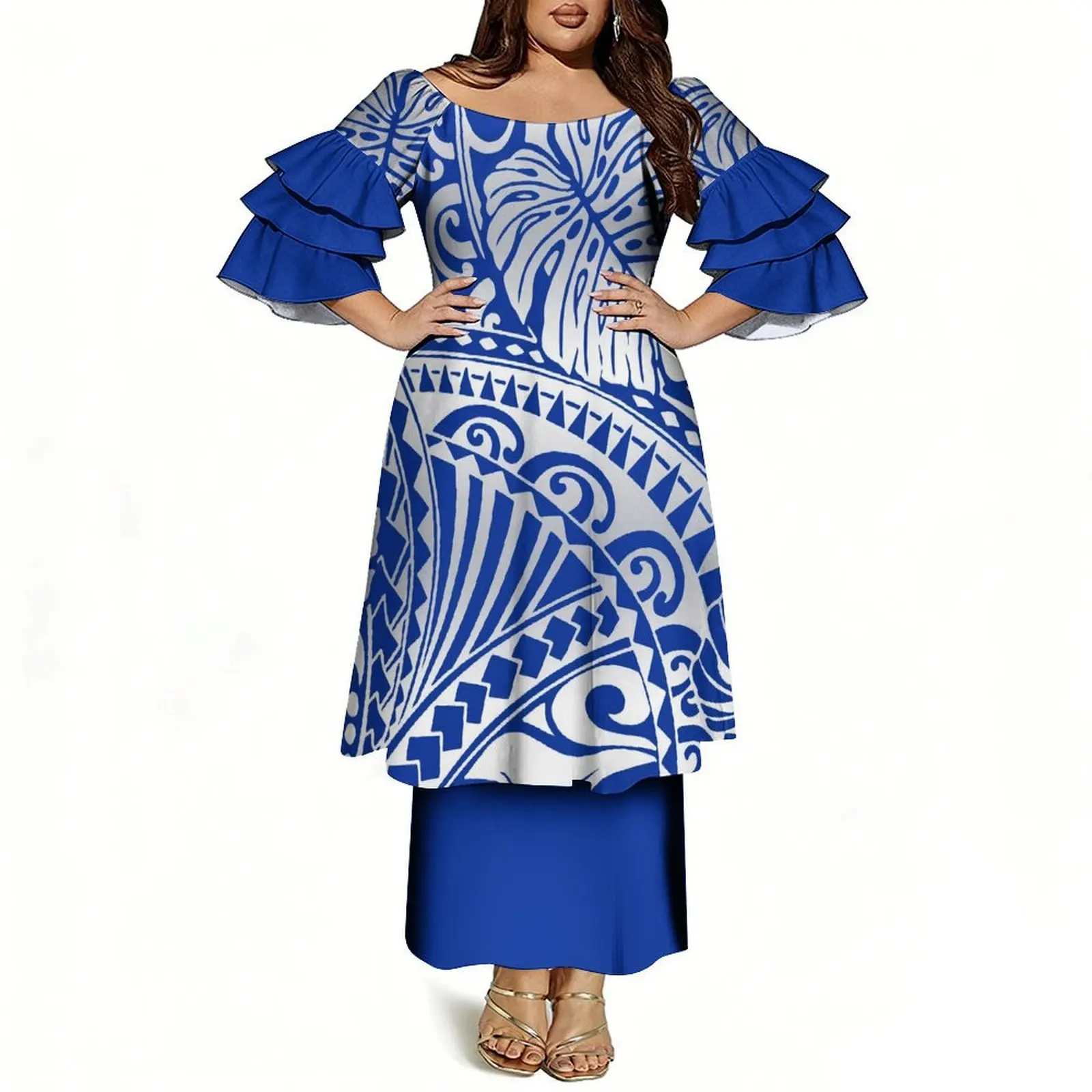 Women's Off-Shoulder Puletasi Two-Piece Dress - view 18