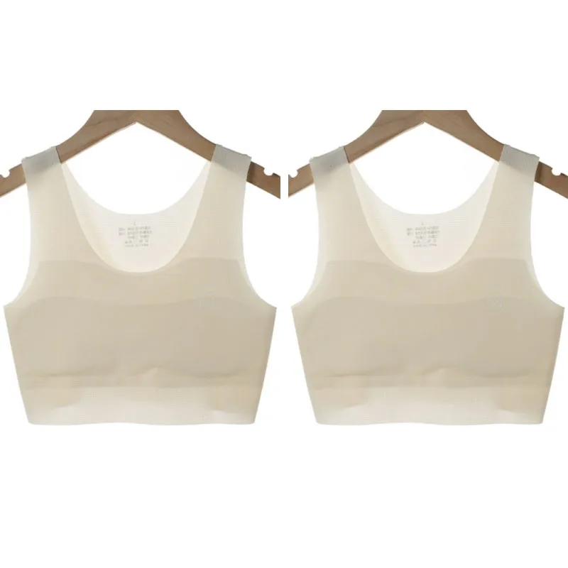 Girl's 2pc Solid Color Bra Set, Seamless Teen Developmental Vest - Image 10