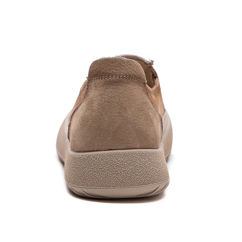 Slip-On Loafers with Mixed-Color Patch, Genuine Cow Leather, Platform Sole - Image 4