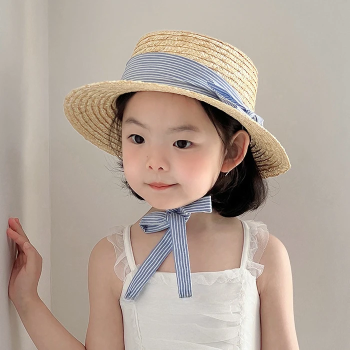 Straw Summer Kids Sun Hat with Wide Brim and Adjustable Strap, 48-52 cm - Image 5