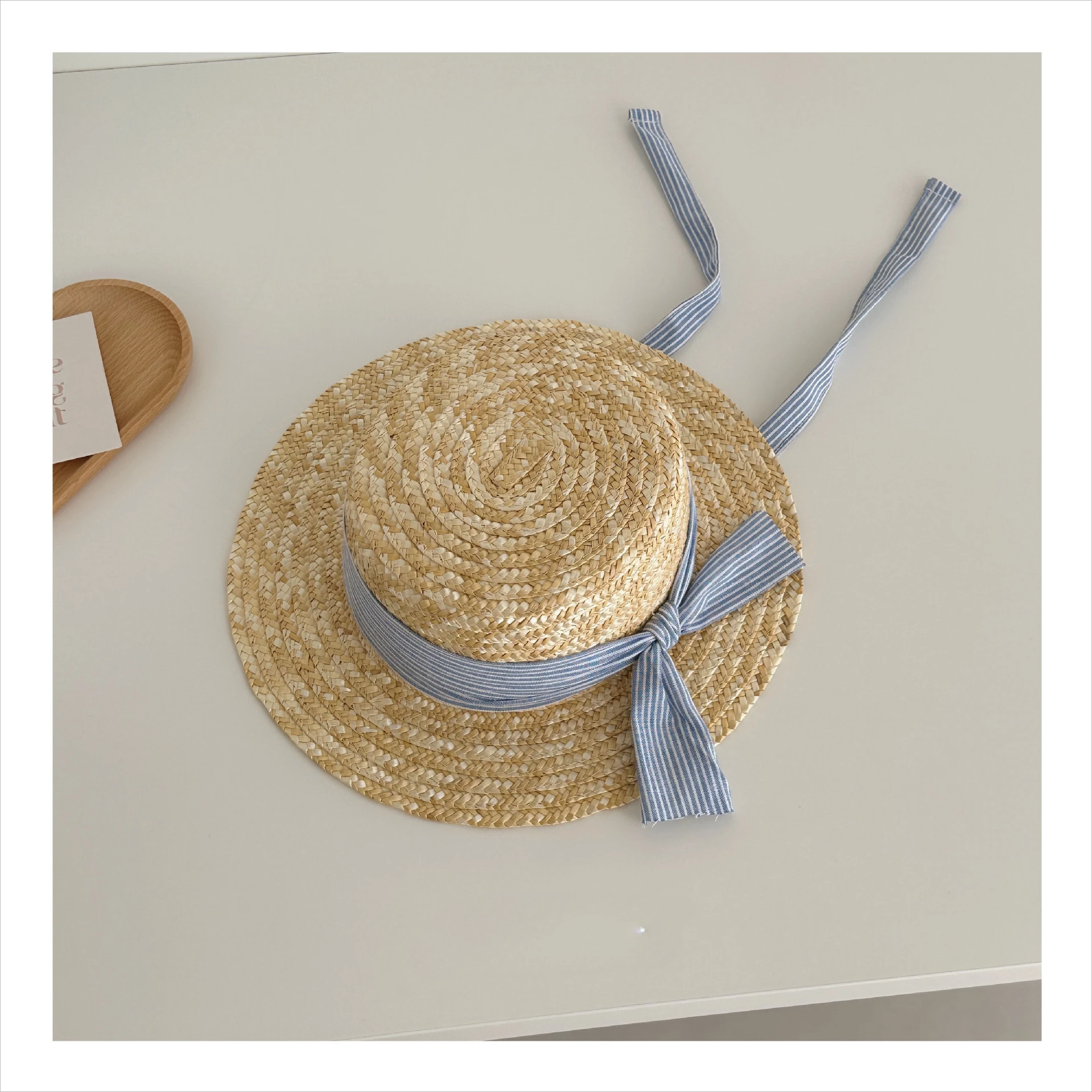 Straw Summer Kids Sun Hat with Wide Brim and Adjustable Strap, 48-52 cm - Image 7