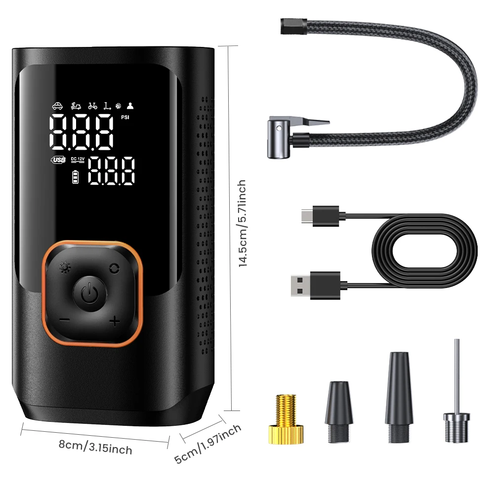 YIJU Rechargeable Tire Inflator Digital Cordless Car Tyre Inflator For Motocycle Bicycle Balls Portable Compressor Air Pump - Image 7
