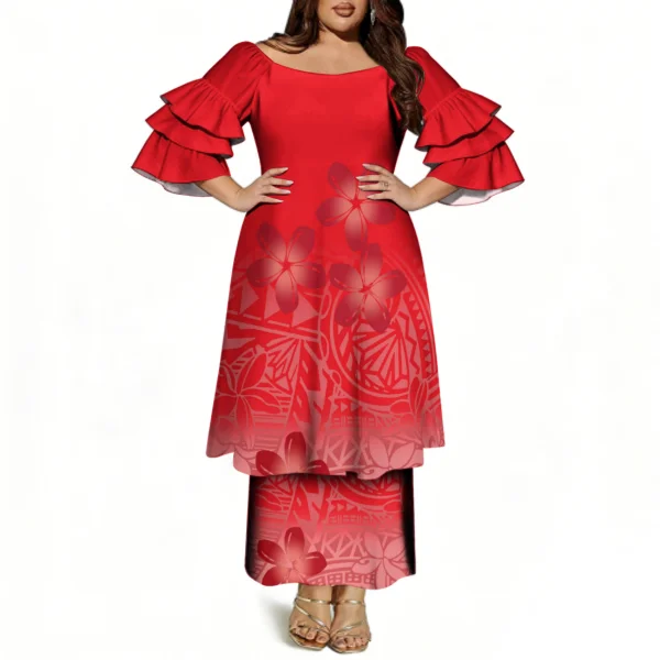 Women's Off-Shoulder Puletasi Two-Piece Dress - view 11
