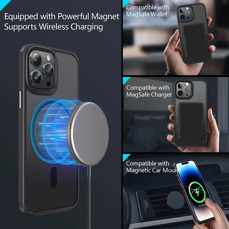 Translucent MagSafe Shockproof iPhone Case – PC+TPU (13‑17 Pro Max) - Image 3