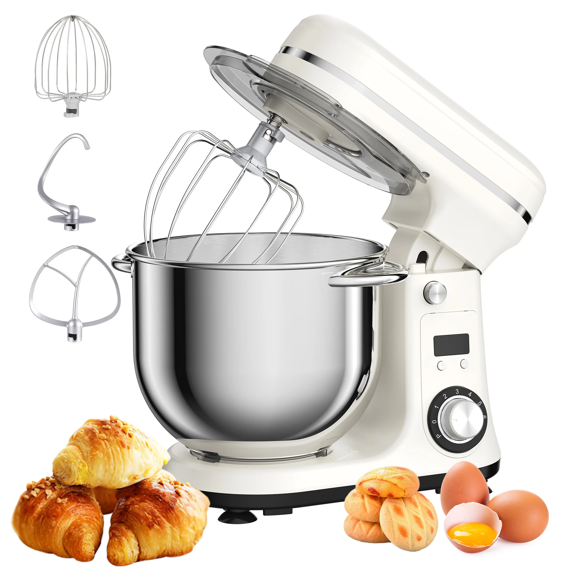 BioloMix 6L Stand Mixer, 1200W DC Motor, 6‑Speed, Stainless Bowl - Image 7