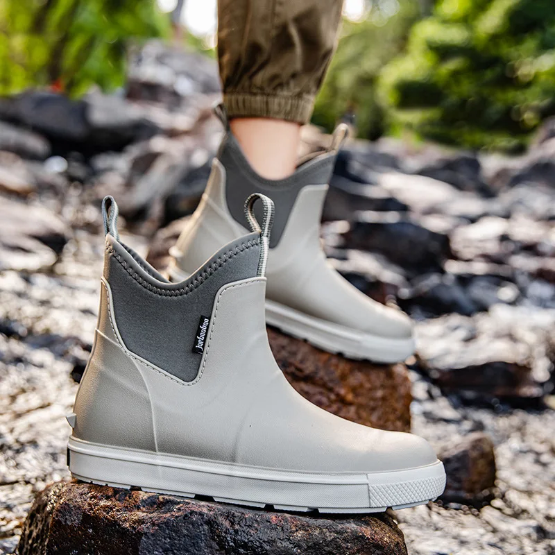 Men's PVC Slip-On Rain Boots – Waterproof, Anti‑Slip Rubber Outsole