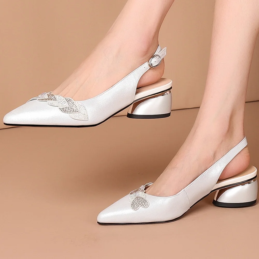 JOCHEBEDHU Genuine Leather Hollow Sandal with Back Strap, Pointed Toe & Square Medium Heel (Size 33‑43) - Image 5