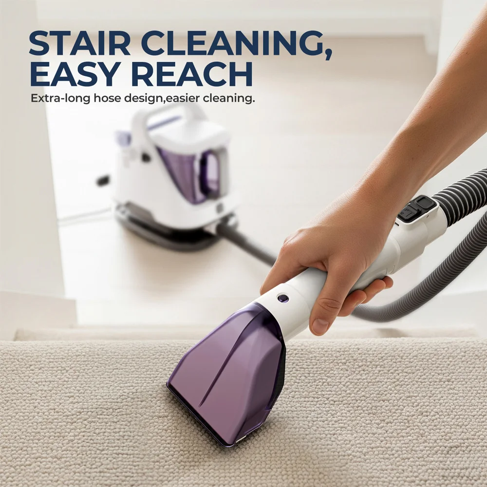 Rouny Portable Carpet & Upholstery Cleaner, 650W, 12kPa Suction, 1.4L Clean Tank - Image 6