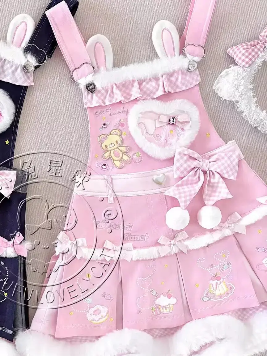 Women's Y2K Suspender Dress with Bear Embroidery - view 3