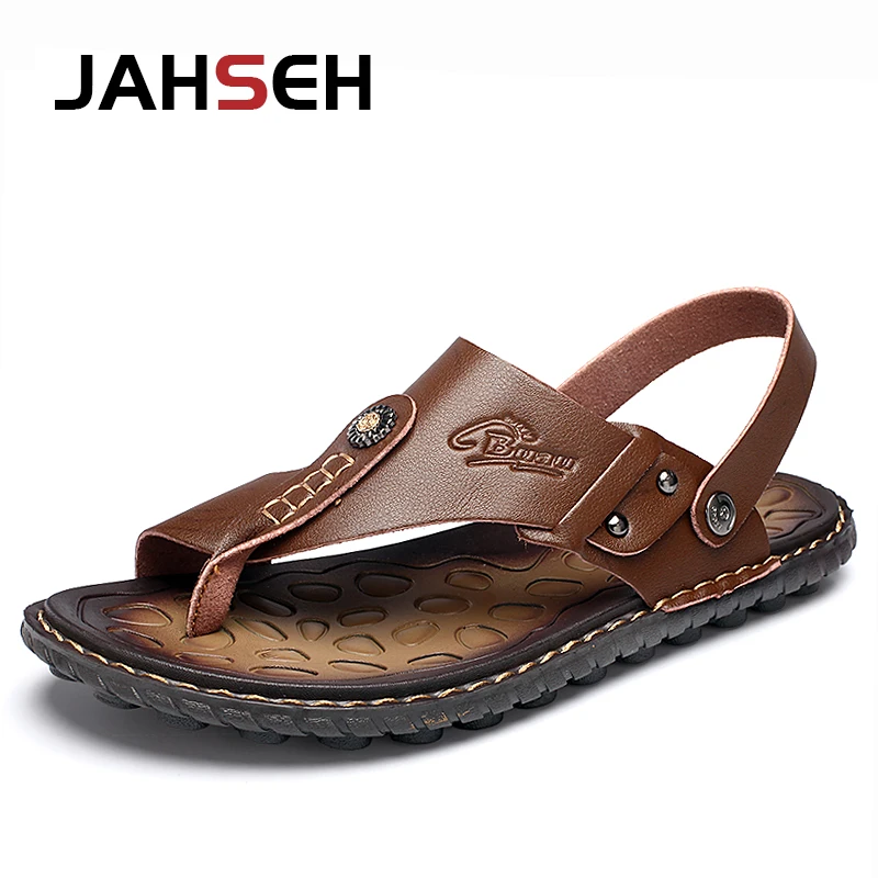 Men's Split Leather Sandals with Metal Accents – Quick‑Dry, Non‑Slip, True‑to‑Size (Size 38‑47)