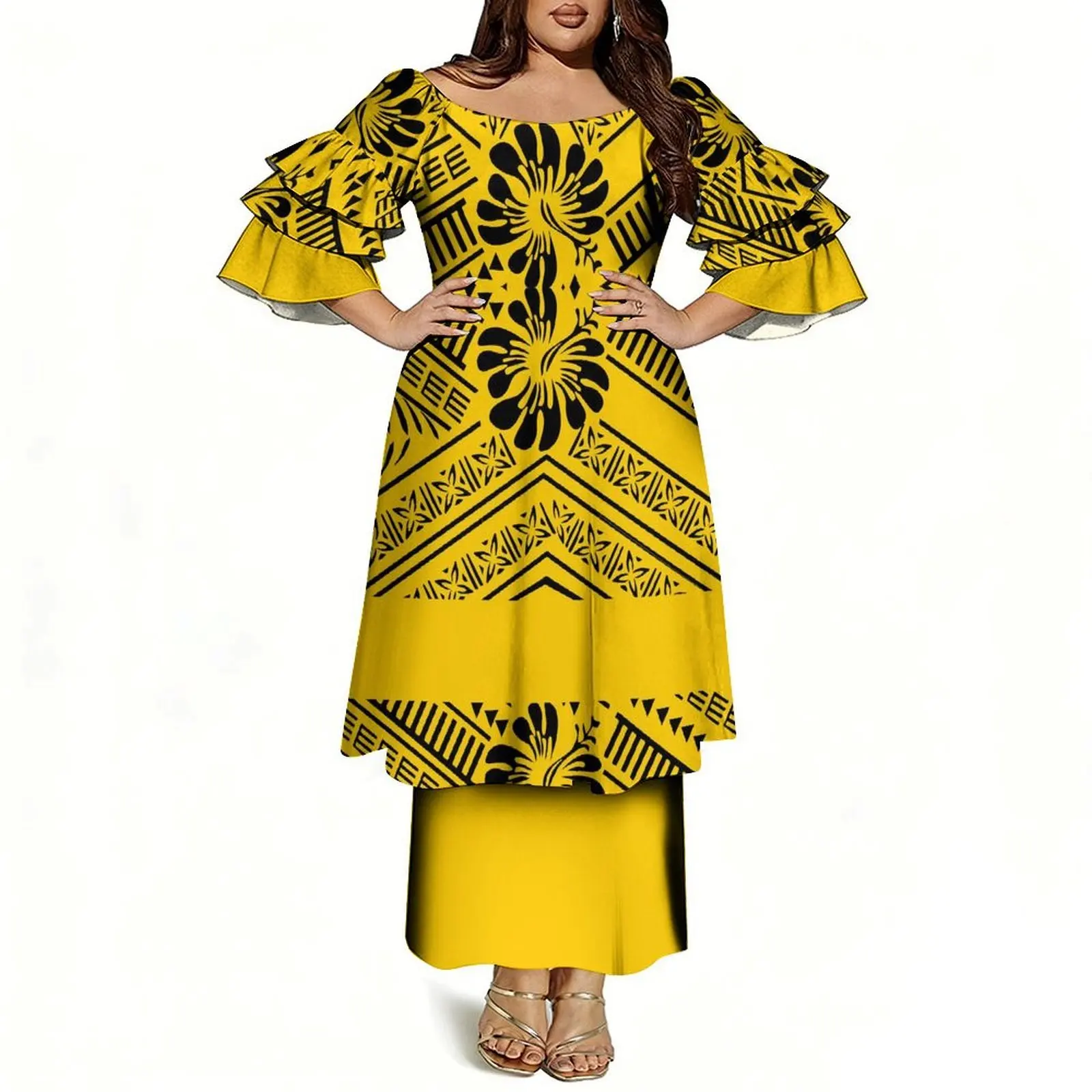 Women's Off-Shoulder Puletasi Two-Piece Dress - view 21