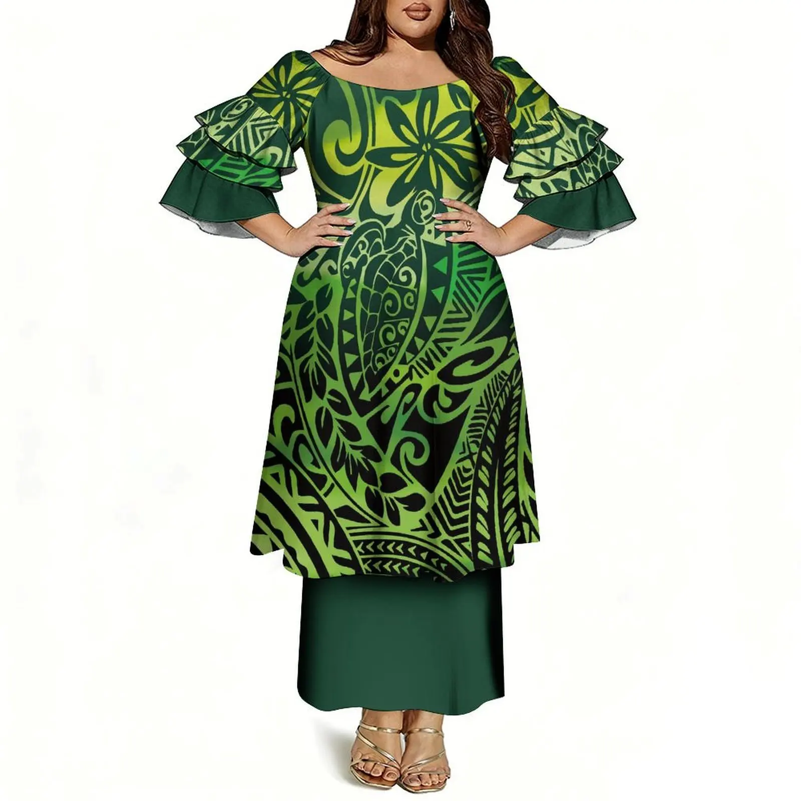 Women's Off-Shoulder Puletasi Two-Piece Dress - view 15