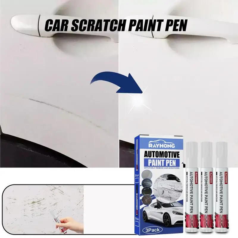 3pcs Portable Black, White Car Scratch Repair Pen Paint Care Coat Applicator Waterproof Auto Scratch Remover Paint - Image 3