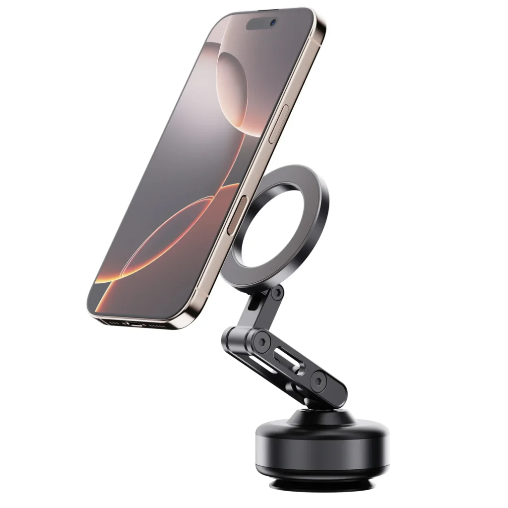 Magnetic Aluminum Phone Holder Vacuum Suction Foldable 360° Rotation
