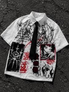 Men's Gothic Anime Short Sleeve Shirt