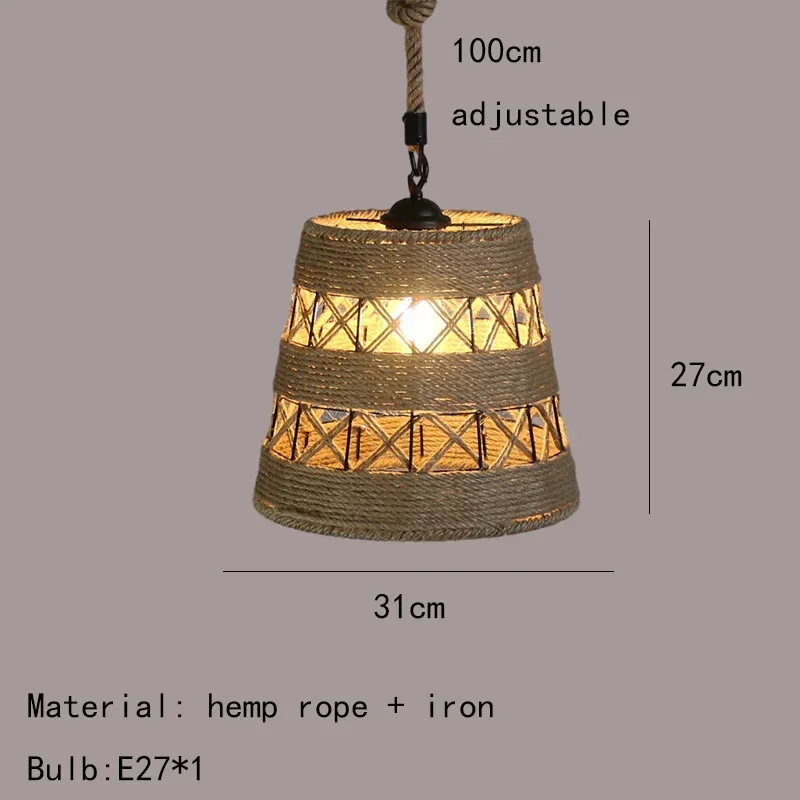 Vintage Rope LED Pendant Lamp – Metal Black/Brown Chandelier - Image 20