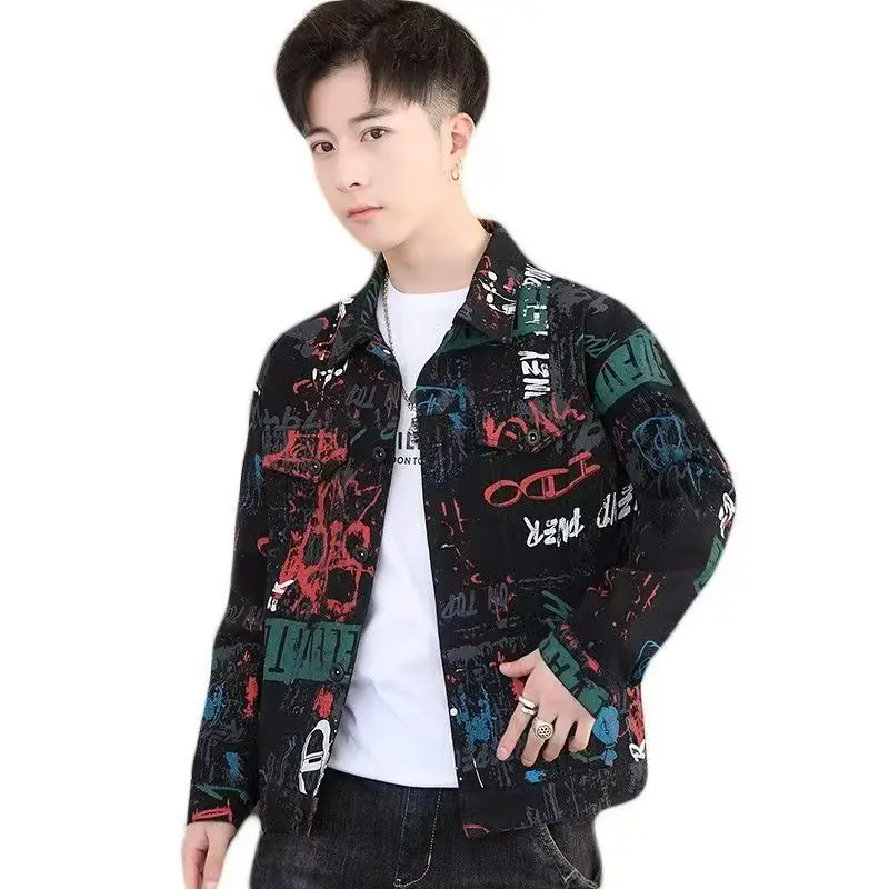 Vintage Men's Print Denim Jacket - Image 5