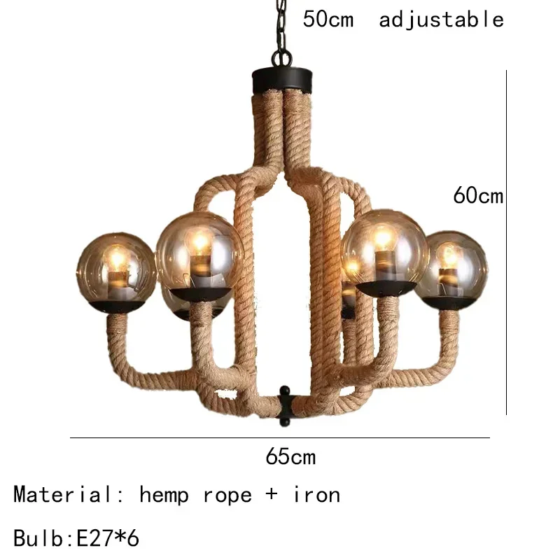 Vintage Rope LED Pendant Lamp – Metal Black/Brown Chandelier - Image 23