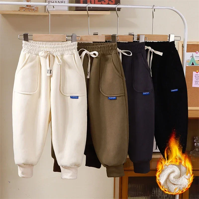 Kids Paded Pants Boys Girl Autumn Winter Plus Velvet Thick Warm Trousers Corduroy Outer Wear Sport Casual Pants Children Clothes - Image 2