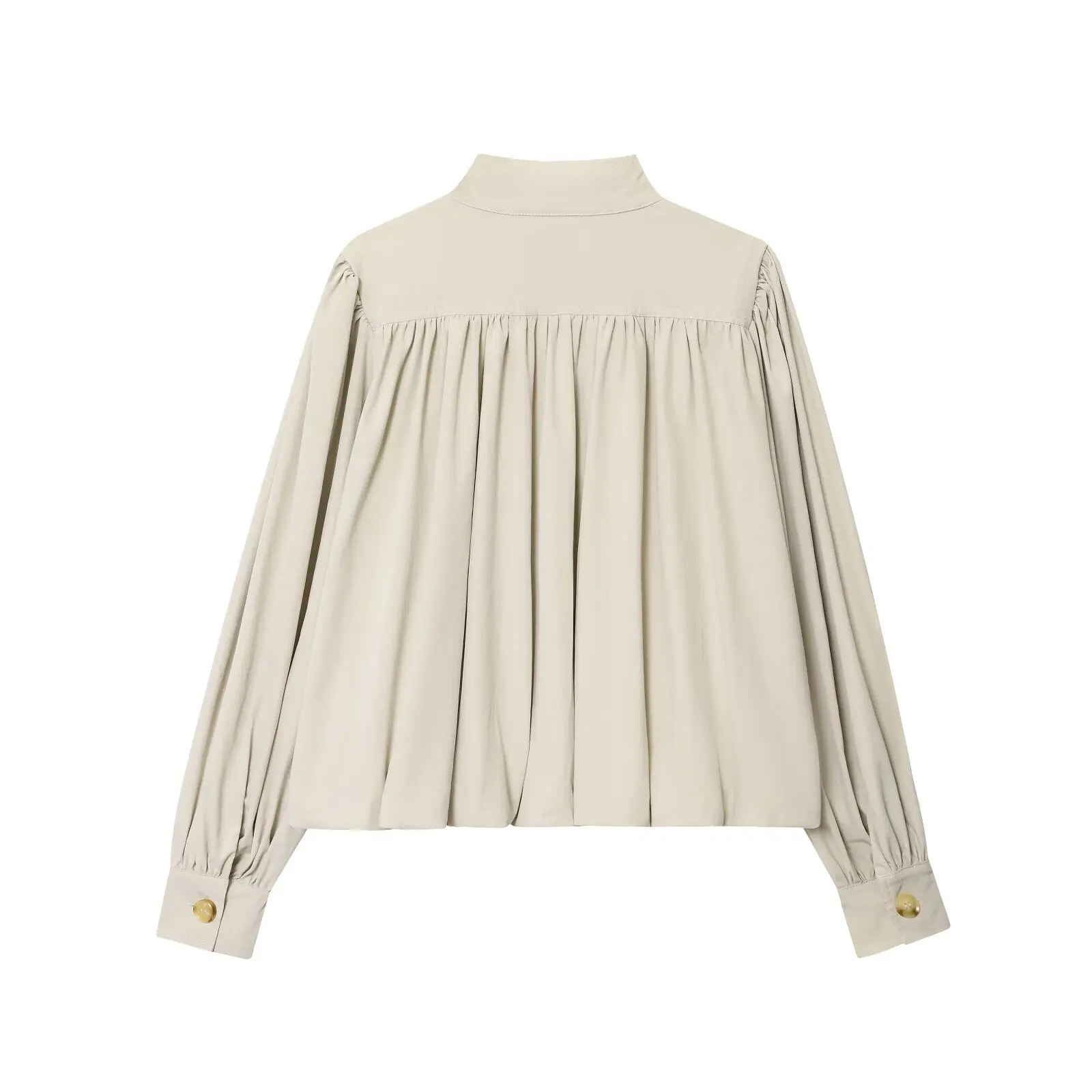Faionable High Collar Pleated Versatile JNLEAOG Women's Outerwear Autumn New Sle Loose Fit Long Sve Polyester Coat - Image 5