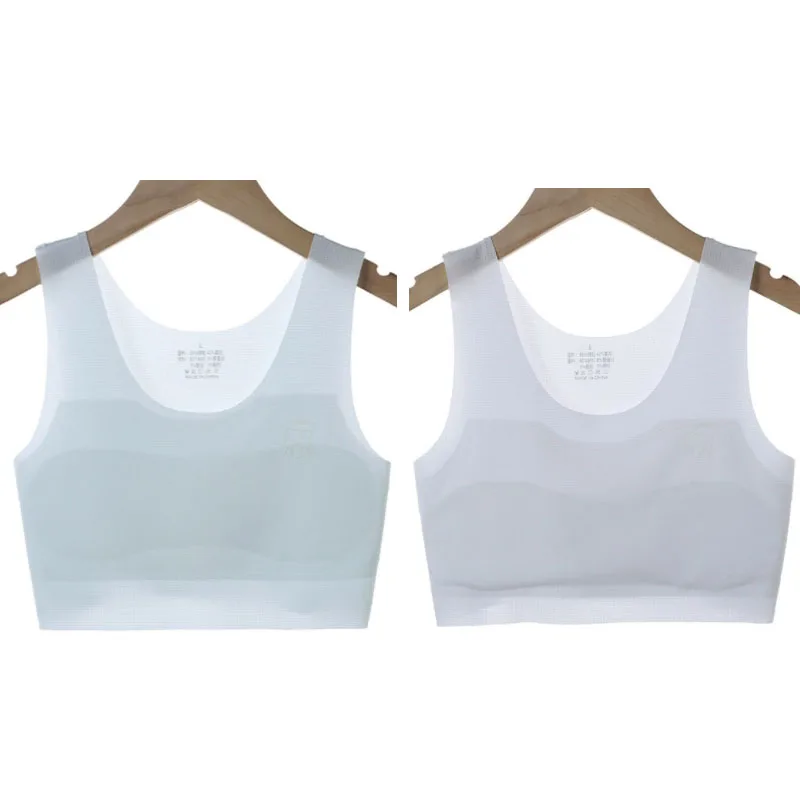 Girl's 2pc Solid Color Bra Set, Seamless Teen Developmental Vest - Image 14
