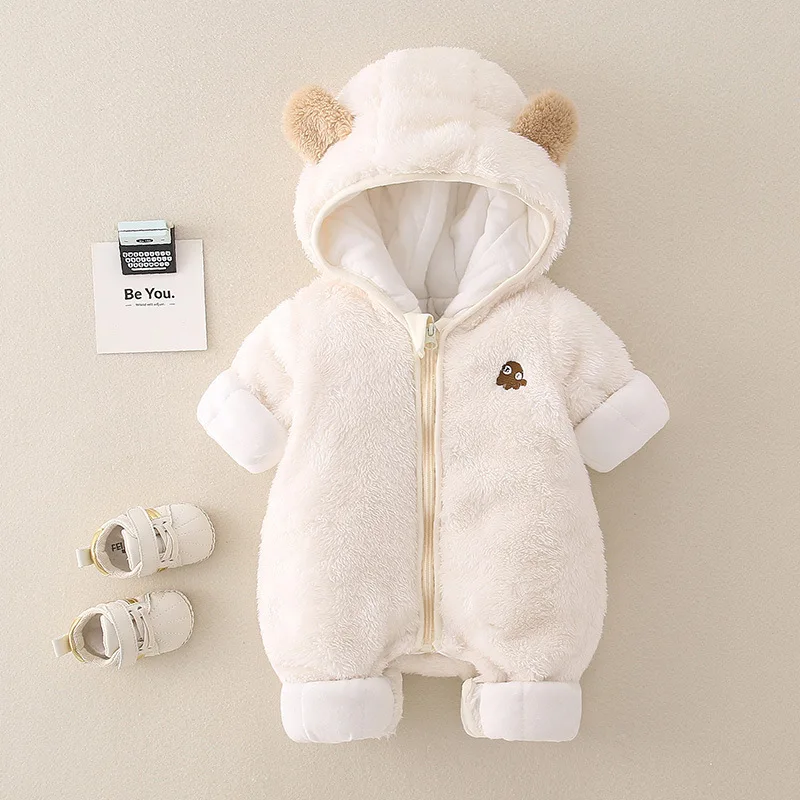 AYNIGIELL Cotton Hooded Jumpsuit for Baby, 0-18 Months - Image 3