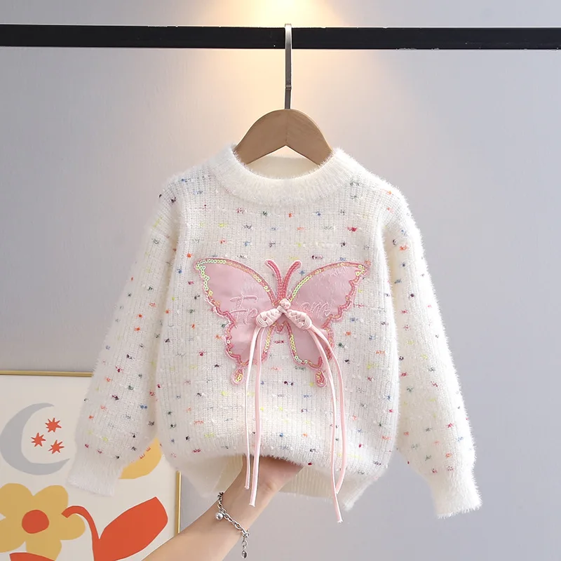 Sweet Children Clothing Autumn New Girl Baby Colorful Polka Dot Sweater Winter Trend Tassel Bowtie Kid Princess Pullover HY11211 - Image 2