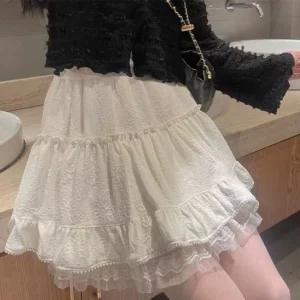 Women's White Lace Fairy Mini Skirt