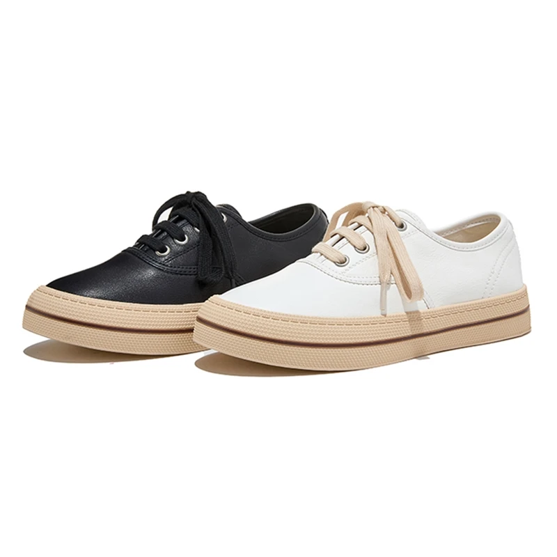 AIYUQI Women's Split Leather Patchwork Sneakers with Low 1‑3 cm Heel