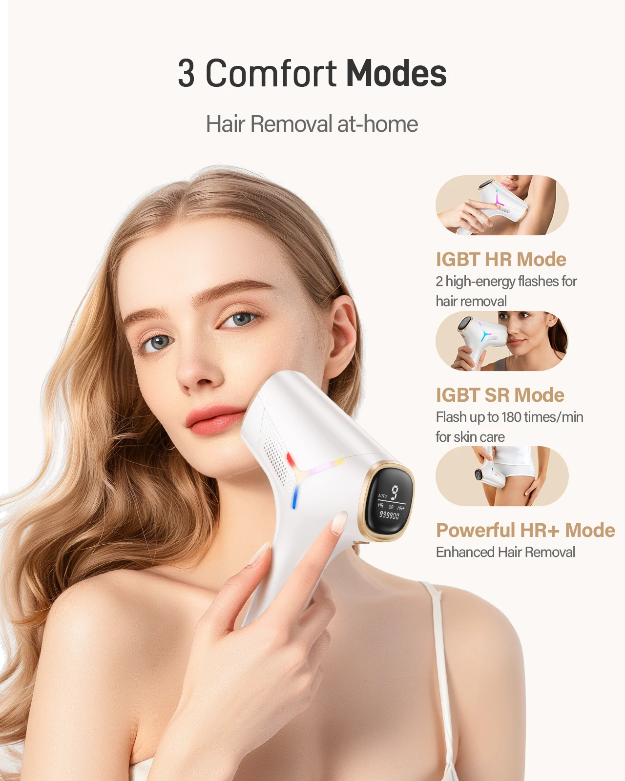 990,000‑Flash IPL Hair Removal Device, 9 Energy Levels, 5.2 cm² Window - Image 2