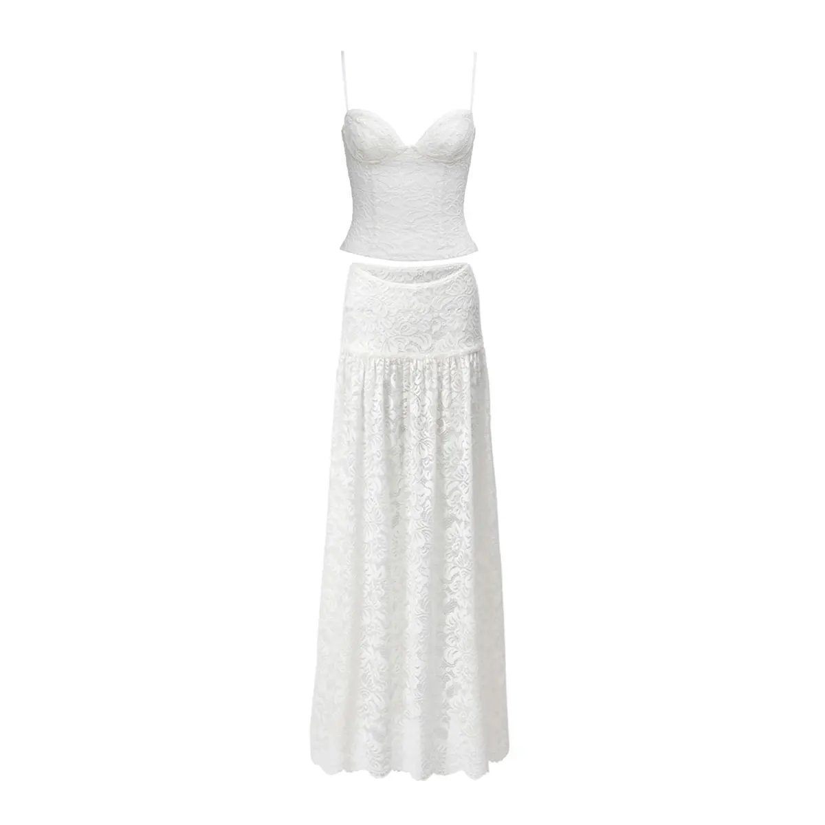 Women's Lace Ruffle Bikini with Mesh Cover-Up Dress - view 8