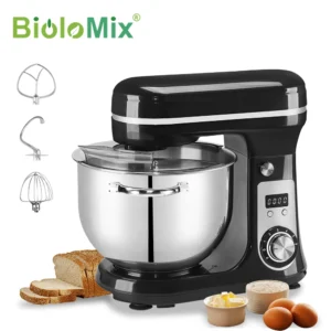 BioloMix 6L Stand Mixer, 1200W DC Motor, 6‑Speed, Stainless Bowl