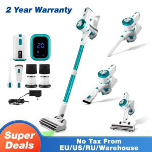 E.LUO Cordless Handheld Vacuum Cleaner – 26000Pa Suction, Touch‑Screen LCD, 55‑min Battery, Bagless Cyclone Dust Bucket, Auto Speed Control