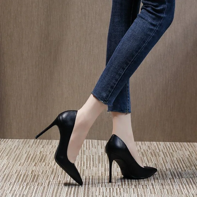 Women's Split Leather Pointed-Toe Pump with Thin High Heel - Image 6