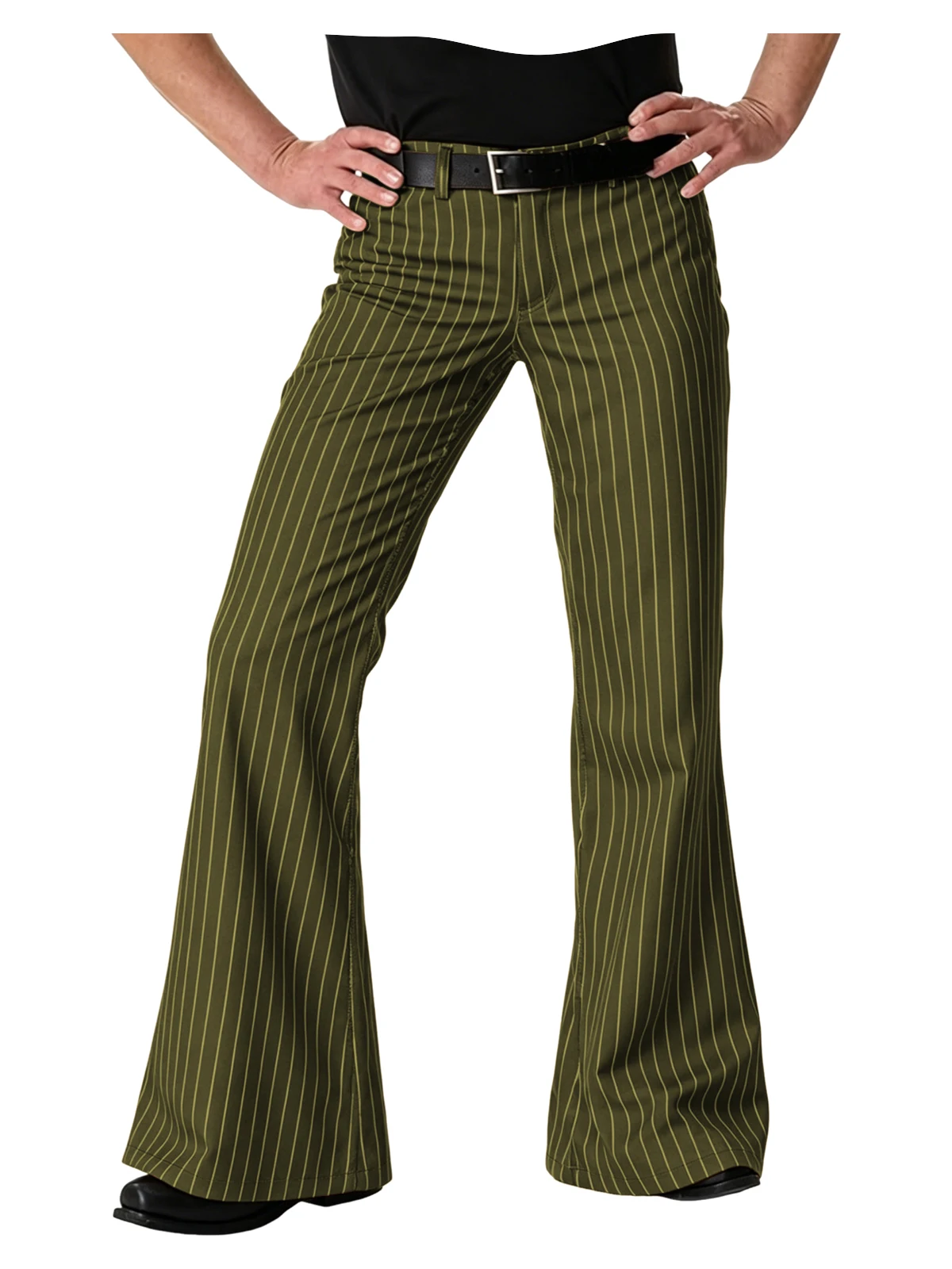 Men's Polyester Pinstripe Flared Pants - Image 16