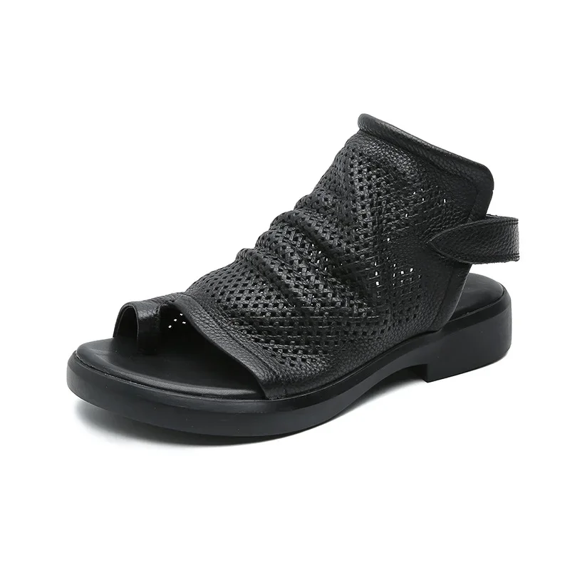Birkuir Women's Leather Hollow‑Out Sandals with Hook‑Loop Closure - Image 5