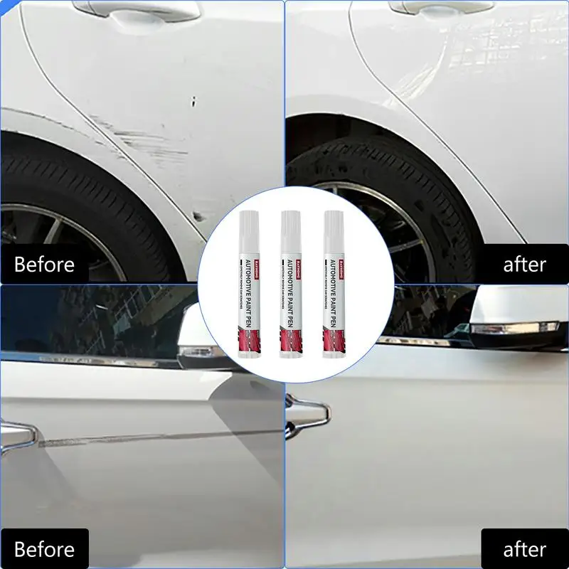 3pcs Portable Black, White Car Scratch Repair Pen Paint Care Coat Applicator Waterproof Auto Scratch Remover Paint - Image 4