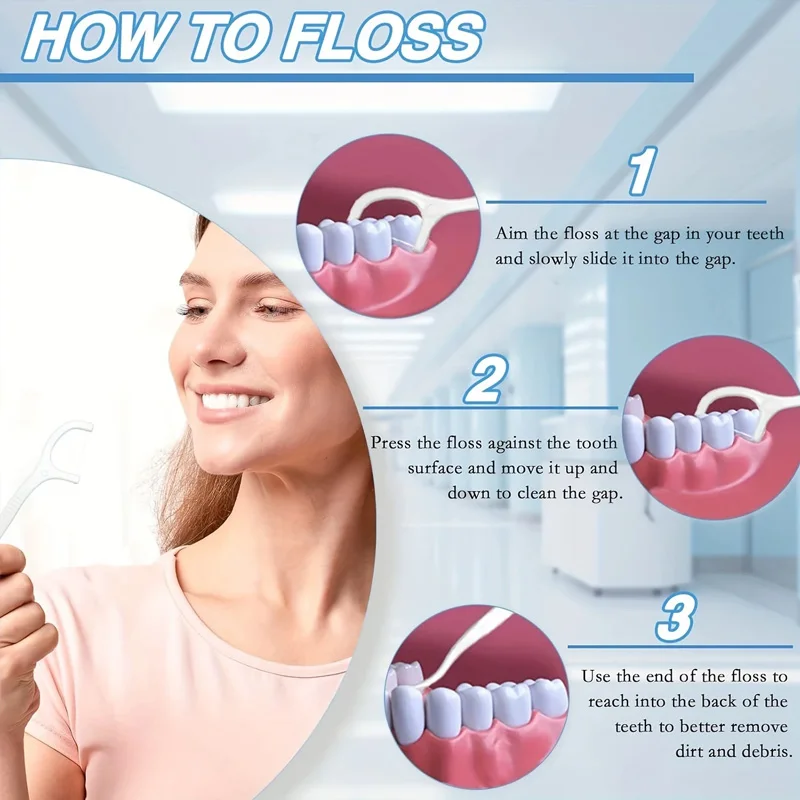 Individually Wrapped Dental Floss Picks – 8x6x3 cm Plastic Pack of 12 - Image 8