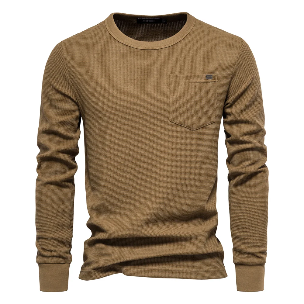 Men's Waffle Cotton Long Sleeve T-Shirt - Image 10