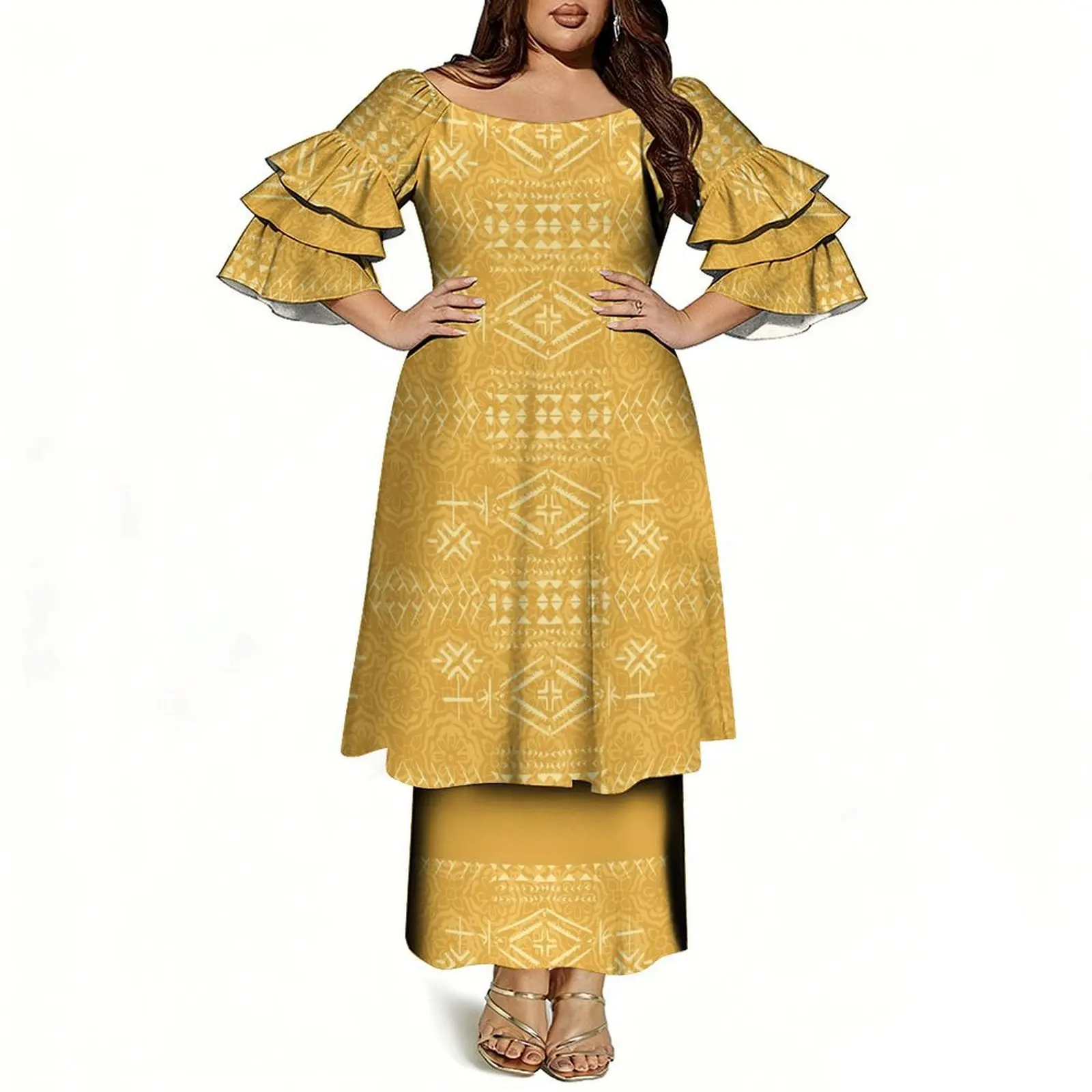 Women's Off-Shoulder Puletasi Two-Piece Dress - view 16