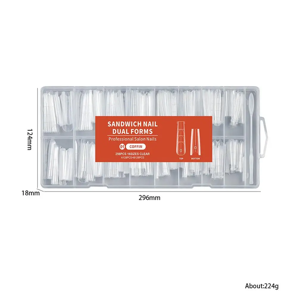 256‑Piece Dual‑Form Nail Extension Set – Plastic Sandwich Tips - Image 6