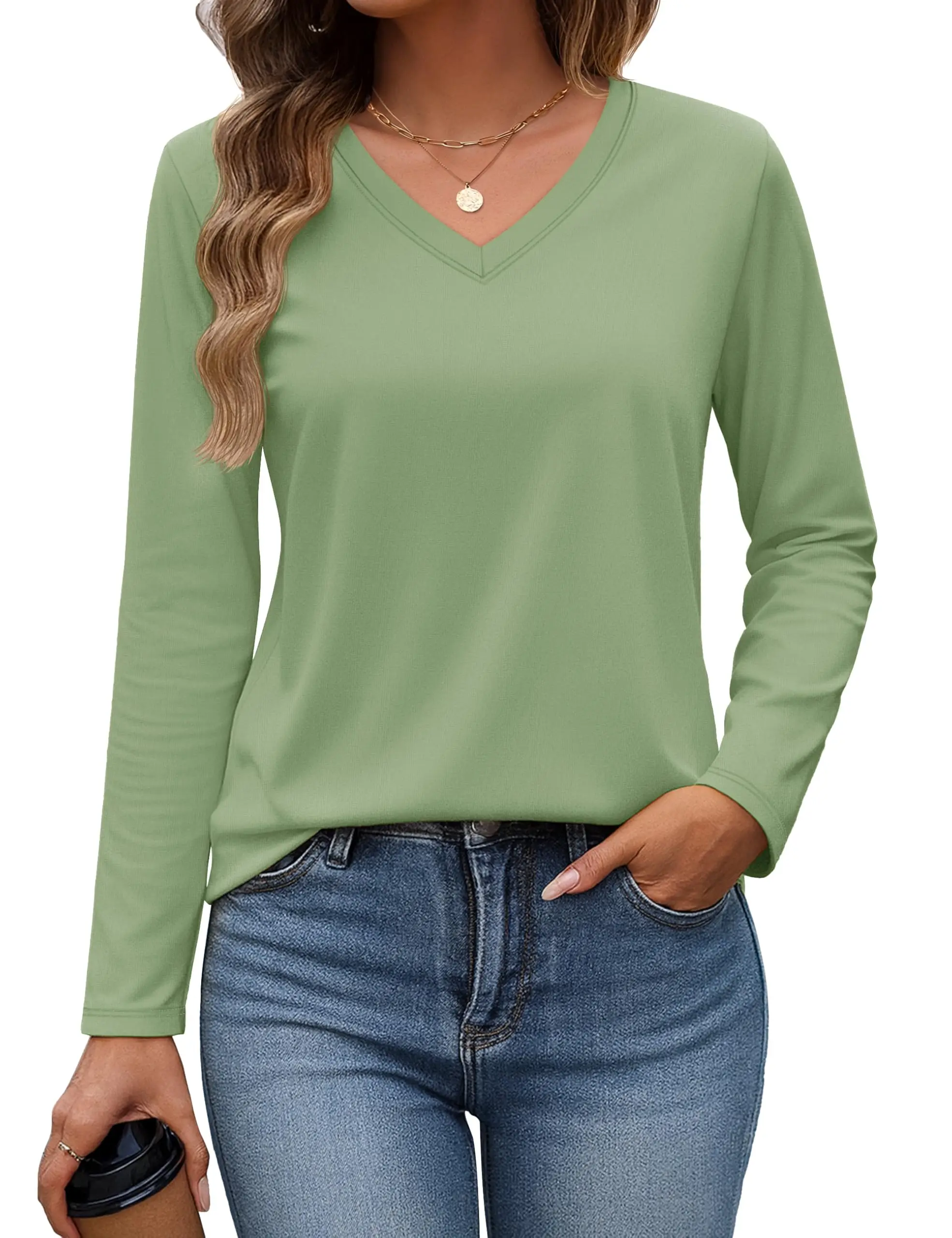 TACVASEN Women's V-Neck Long Sleeve Tee - view 21