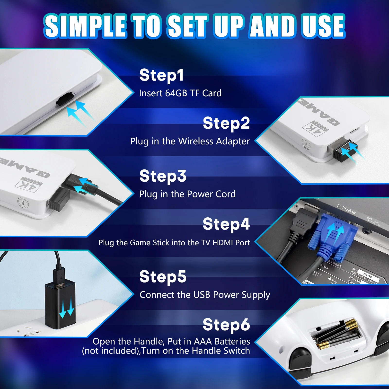 M15 Retro Gaming Console Stick – 20,000+ Games, 4K HDMI, Dual Wireless Controllers - Image 3